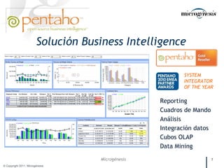 Solución Business Intelligence Reporting Cuadros de Mando Análisis Integración datos Cubos OLAP Data Mining SYSTEM INTEGRATOR OF THE YEAR 