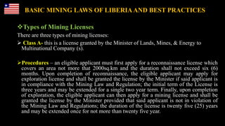 Basic Mining Laws of Liberia and Best Practices | PPTX