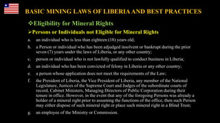 Basic Mining Laws of Liberia and Best Practices | PPTX