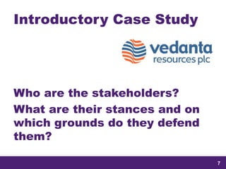 samedi 13 février 2016
7
7
77
Introductory Case Study
Who are the stakeholders?
What are their stances and on
which grounds do they defend
them?
 