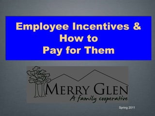 Employee Incentives &
       How to
    Pay for Them




                 Spring 2011
 