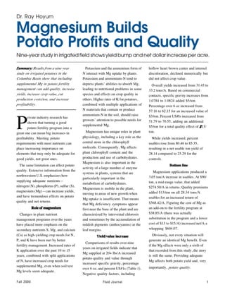 Build Your Potato Profits and Quality with Magnesium