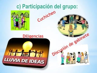 c) Participación del grupo:
Diligencias
 