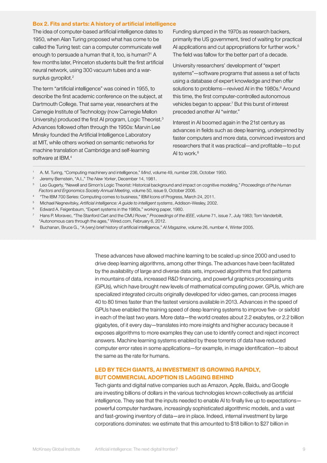 McKinsey ARTIFICIAL INTELLIGENCE THE NEXT DIGITAL FRONTIER?