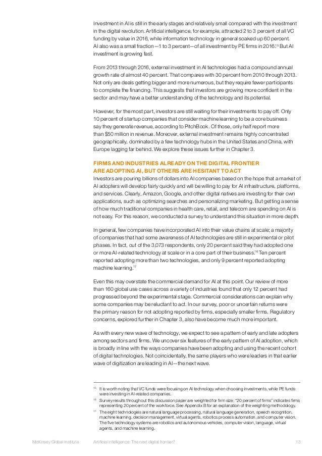 McKinsey ARTIFICIAL INTELLIGENCE THE NEXT DIGITAL FRONTIER?