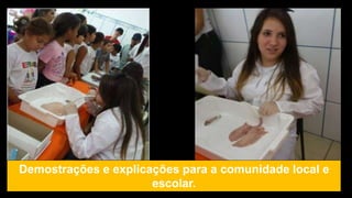 Demostrações e explicações para a comunidade local e
escolar.
 