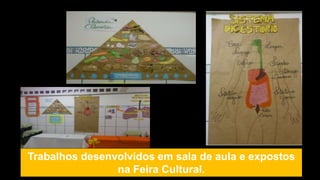 Trabalhos desenvolvidos em sala de aula e expostos
na Feira Cultural.
 