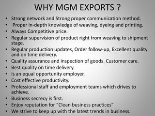 Mgm exports PPTX Manufacturing Industry Industries