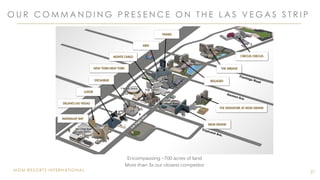 MGM RESORTS INTERNATIONAL
O U R C O M M A N D I N G P R E S E N C E O N T H E L A S V E G A S S T R I P
21
Encompassing ~700 acres of land
More than 3x our closest competitor
 