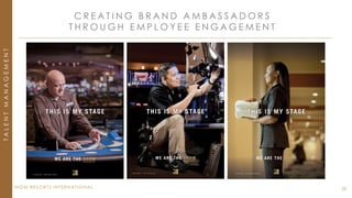 MGM RESORTS INTERNATIONAL 59
C R E A T I N G B R A N D A M B A S S A D O R S
T H R O U G H E M P L O Y E E E N G A G E M E N T
TALENTMANAGEMENT
 