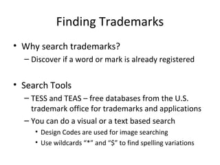 Computer Based Databases Trademarks Patents and Intellectual Property for Business Students | PPT