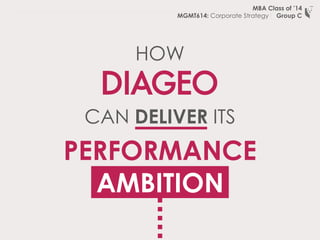 PERFORMANCE
AMBITION
HOW
CAN DELIVER ITS
MBA Class of ’14
MGMT614: Corporate Strategy| Group C
AMBITION
 