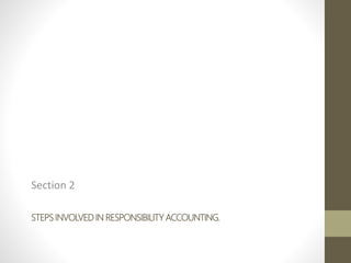 STEPS INVOLVED IN RESPONSIBILITY ACCOUNTING.
Section 2
 