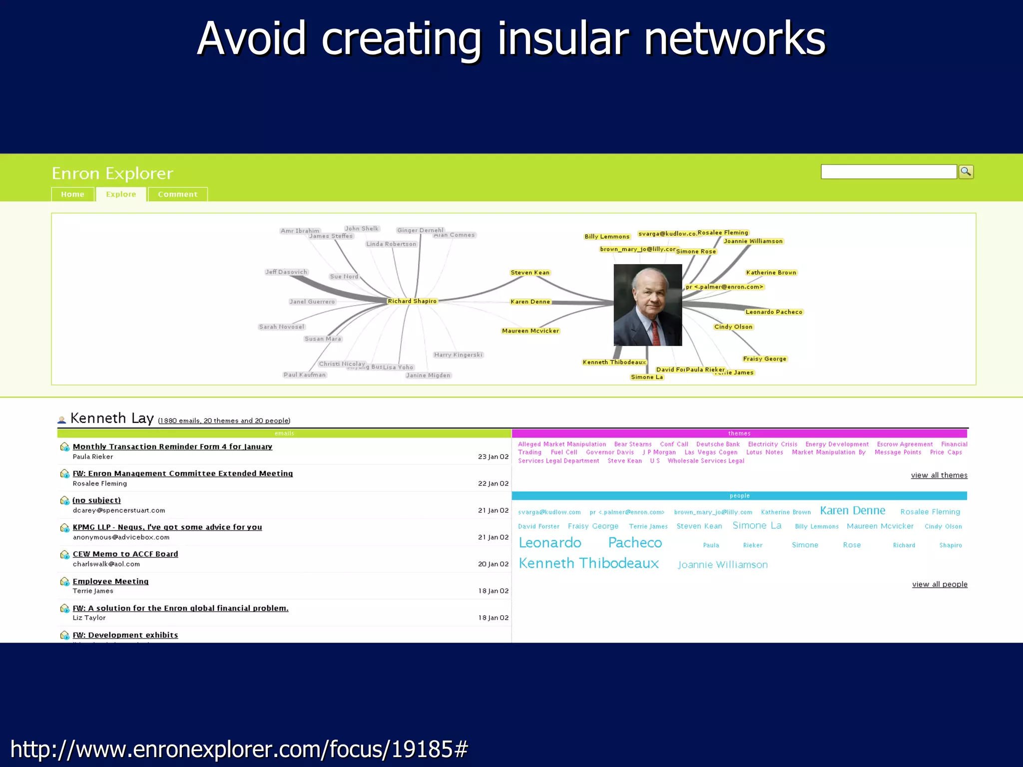 Avoid creating insular networks




http://www.enronexplorer.com/focus/19185#
 