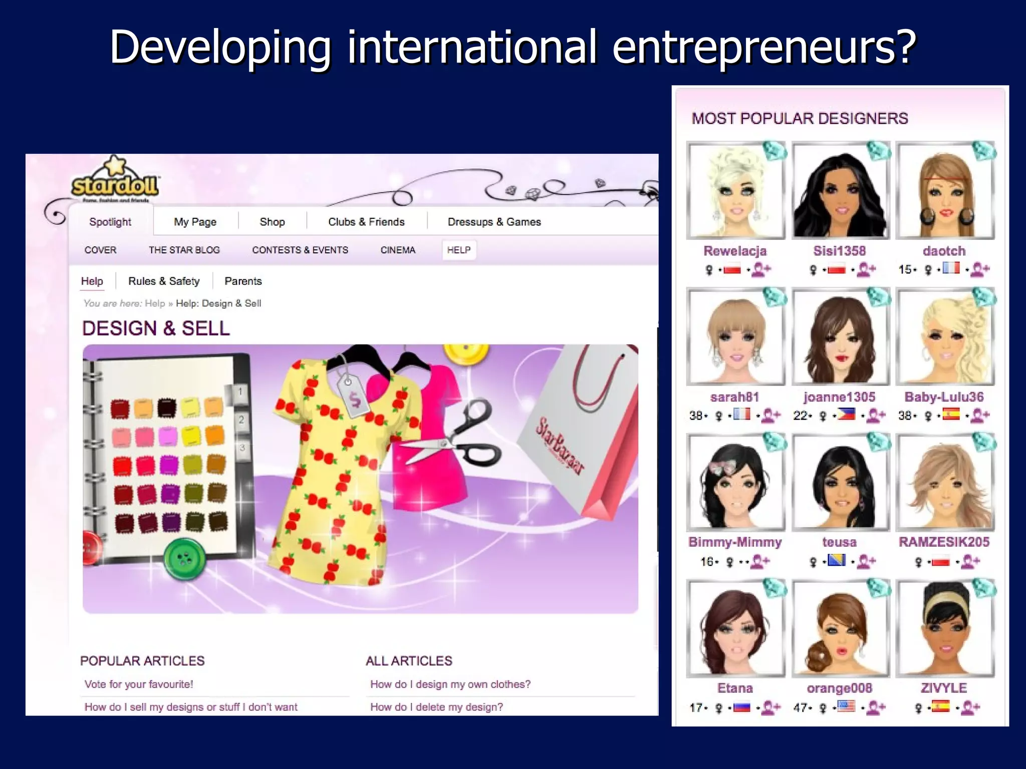 Developing international entrepreneurs?
 