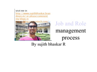 Job and Role
management
process
By sujith bhaskar R
 