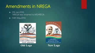 Amendments in NREGA
 (7th Jan,2010)
NREGA was renamed to MGNREGA
 (14th May,2010)
Old Logo New Logo
 