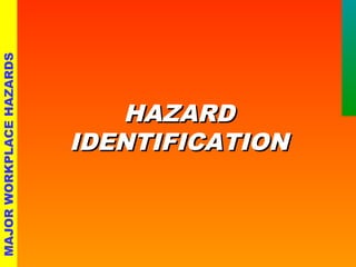 MAJOR WORKPLACE HAZARDS 
IIDDEENNTTIIFFIICCAATTIIOONN 
HHAAZZAARRDD 
 