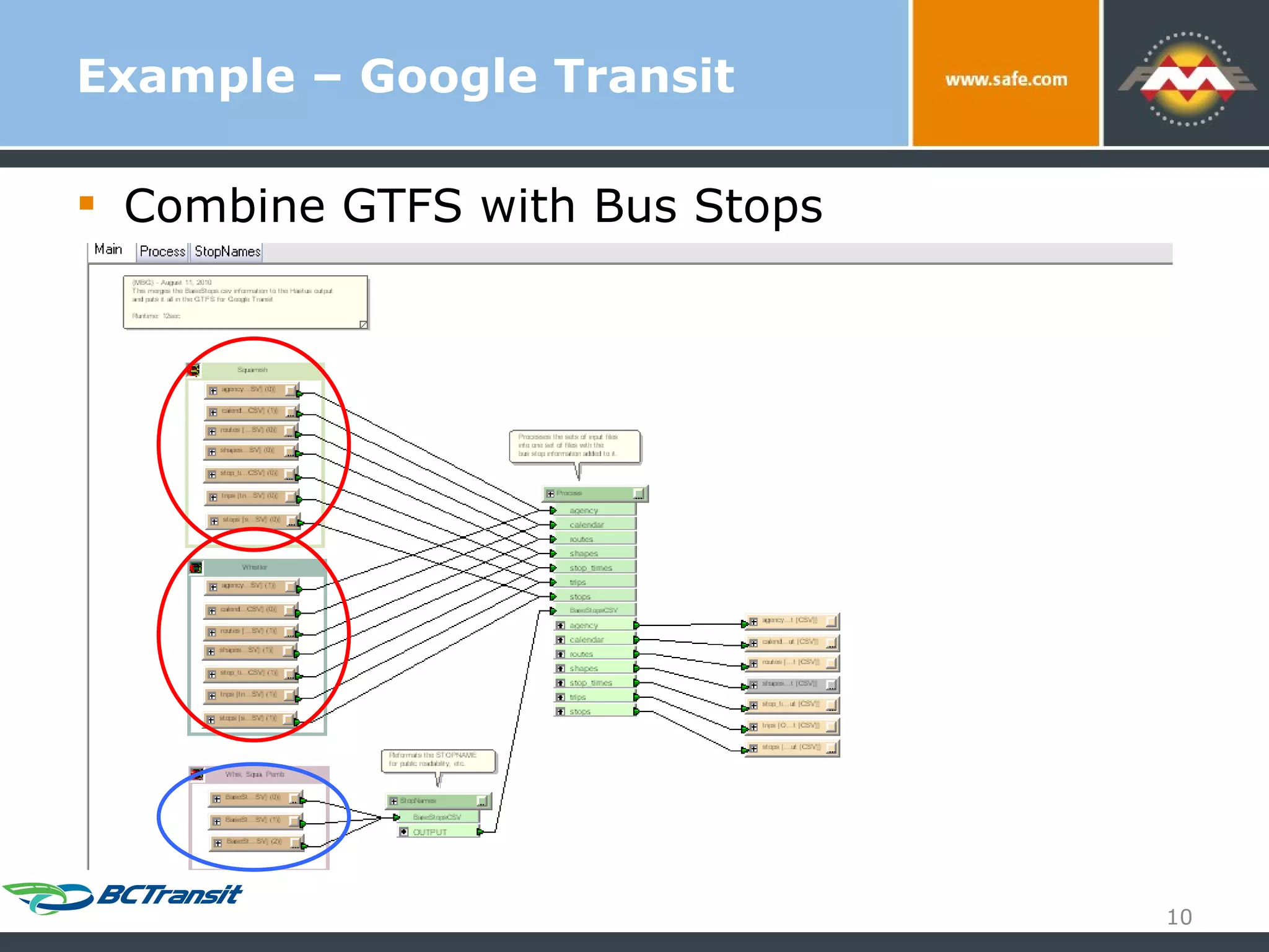 Example – Google Transit Combine GTFS with Bus Stops 