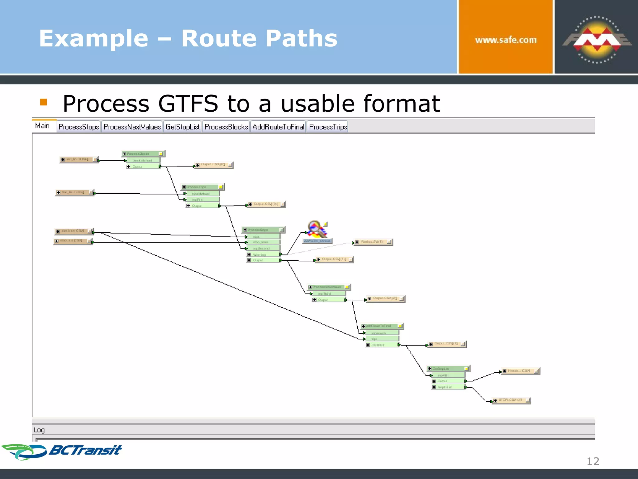Example – Route Paths Process GTFS to a usable format 