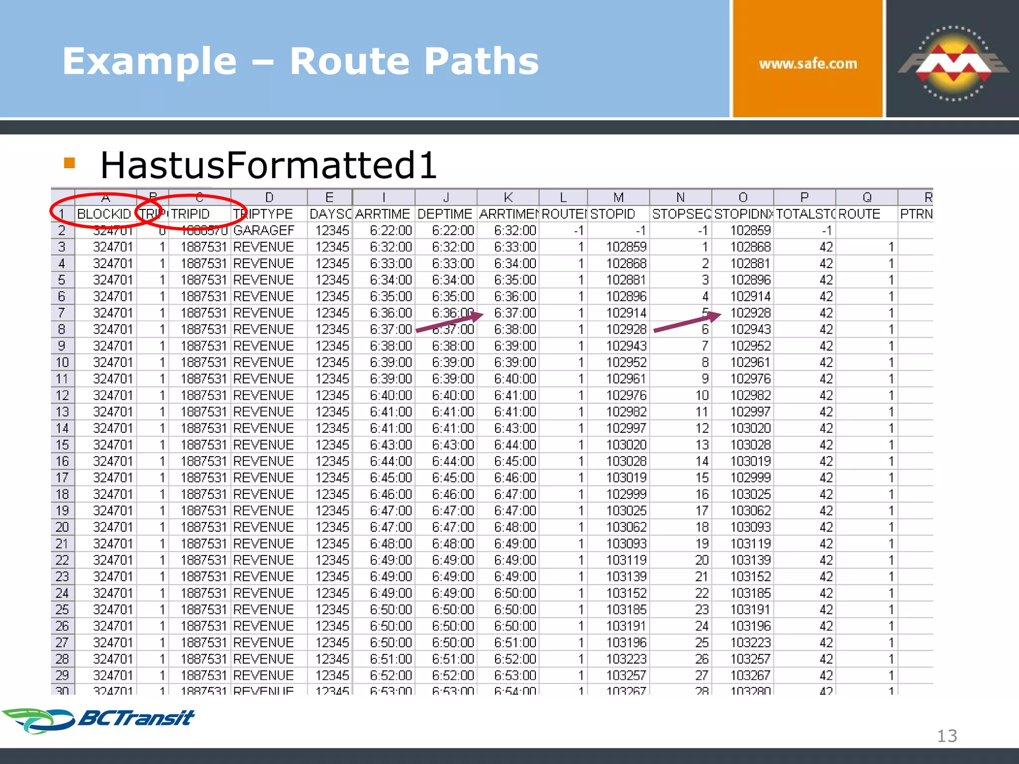 Example – Route Paths HastusFormatted1 