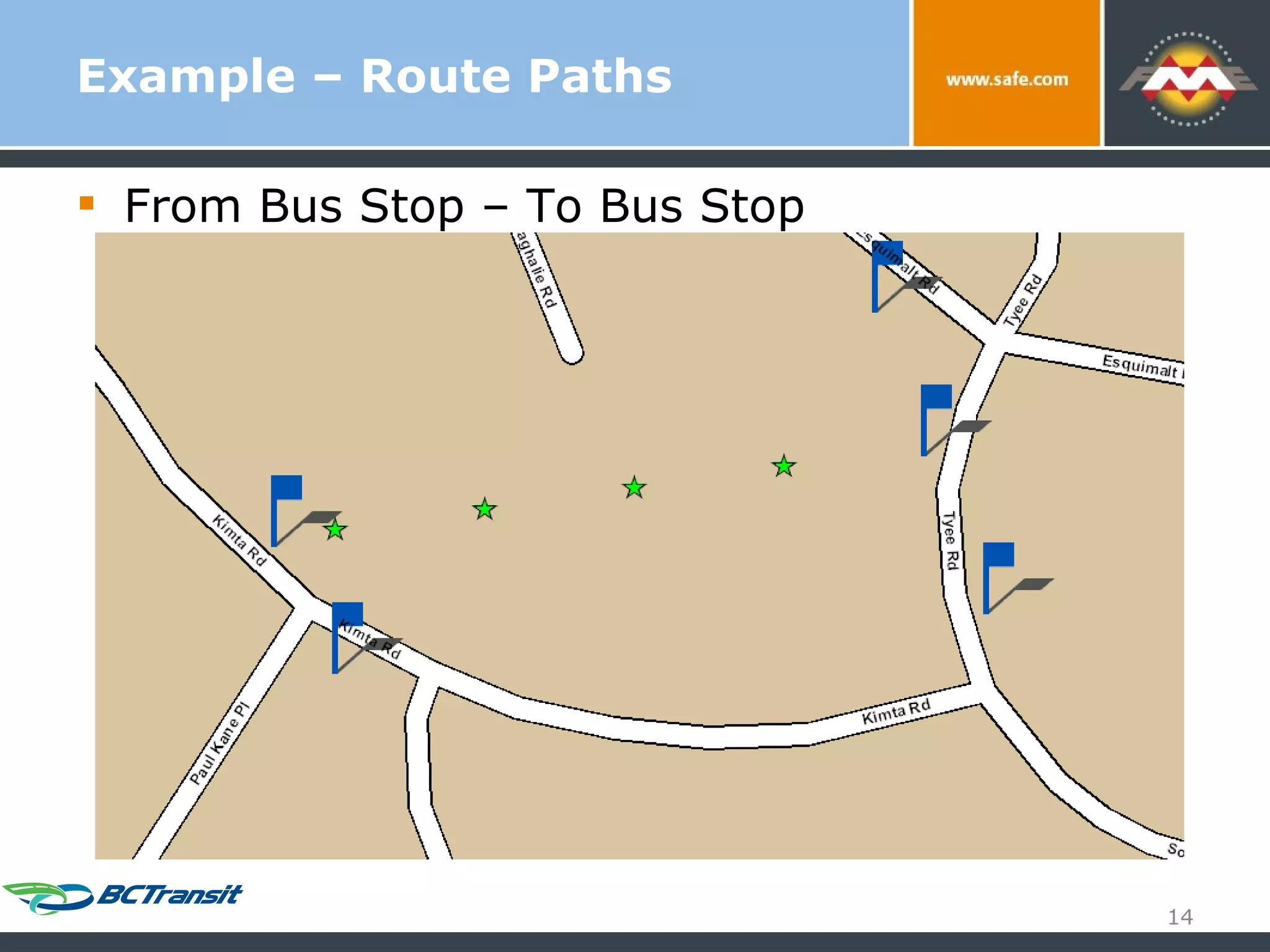 Example – Route Paths From Bus Stop – To Bus Stop 