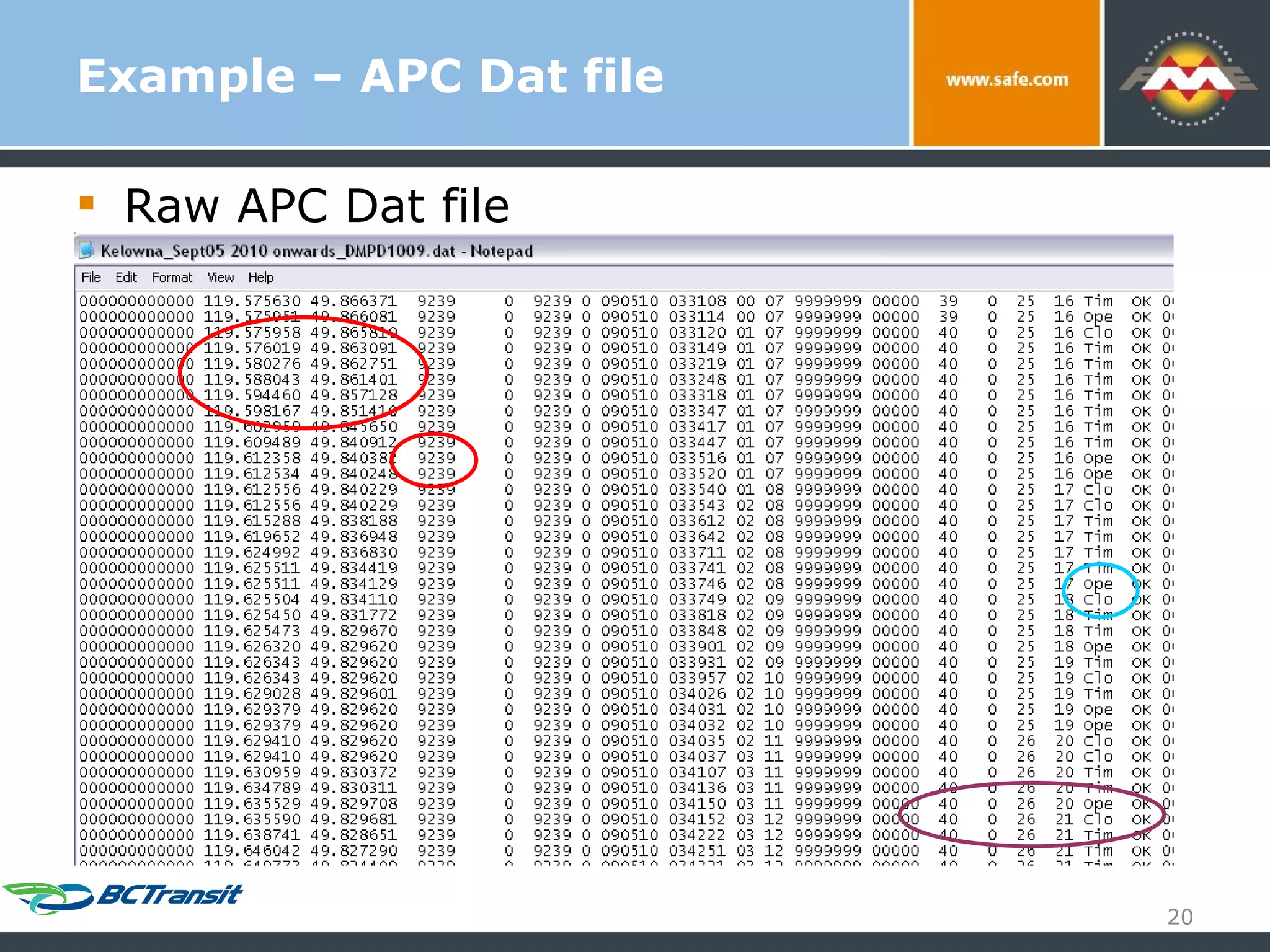 Example – APC Dat file Raw APC Dat file 