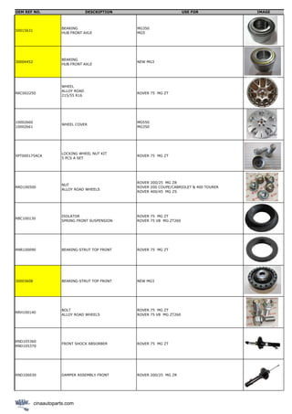 Mg rover catalog cina auto parts roewe car parts saic parts | PDF