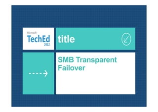 title
SMB Transparent
Failover
 