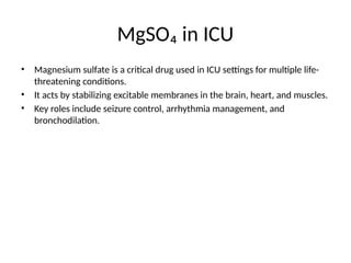 Comprehensive Guide to Magnesium Sulfate Use in ICU Settings ...