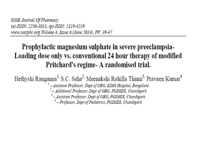 Magnesium Sulfate in Obstetrics | PDF | Pregnancy | Reproductive Health