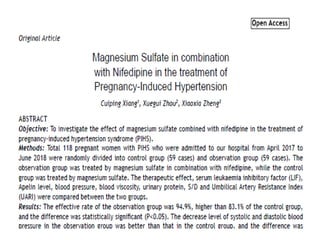 Magnesium Sulfate in Obstetrics | PDF