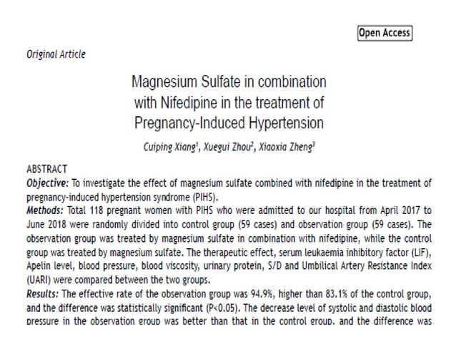 Magnesium Sulfate in Obstetrics | PDF | Pregnancy | Reproductive Health