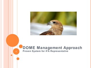 DOME Management Approach
Proven System for iFA Representative1
 
