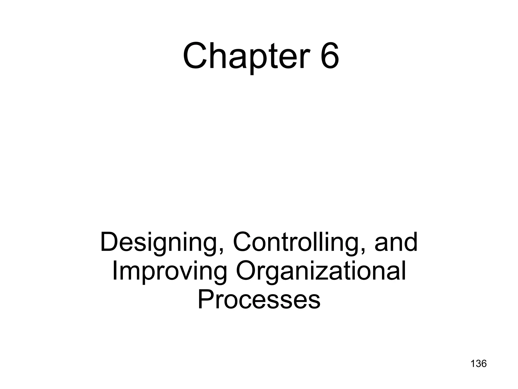 Chapter 6




Designing, Controlling, and
 Improving Organizational
        Processes

                              136
 