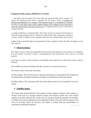 152
2. Registered office clause:( DOMICLE CLAUSE)
 