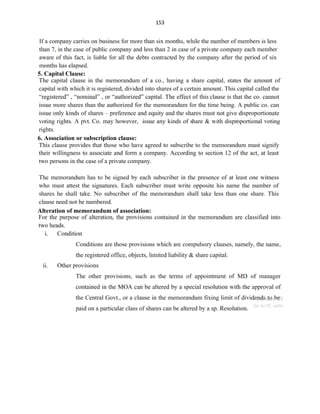 153
5. Capital Clause:
6. Association or subscription clause:
Alteration of memorandum of association:
 