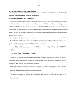 156
3. Alteration of objects clause of the company
 