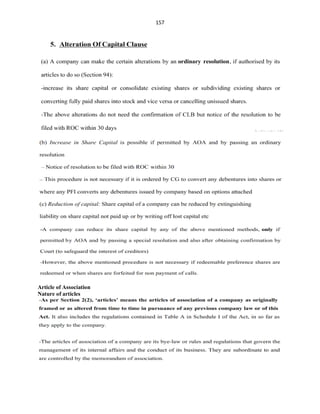 157
Article of Association
Nature of articles
 