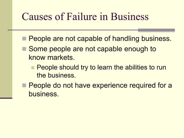 Common Causes Of Business Failure Pdf Causes of failure and success in Business.ppt