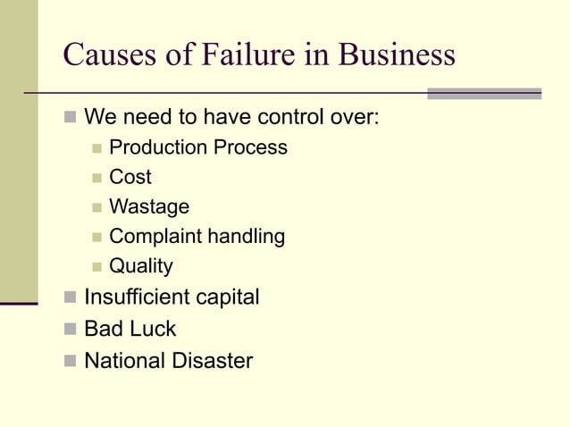 Common Causes Of Business Failure Pdf Causes of failure and success in Business.ppt