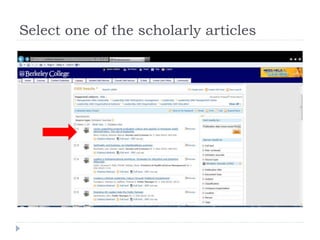 Select one of the scholarly articles
 