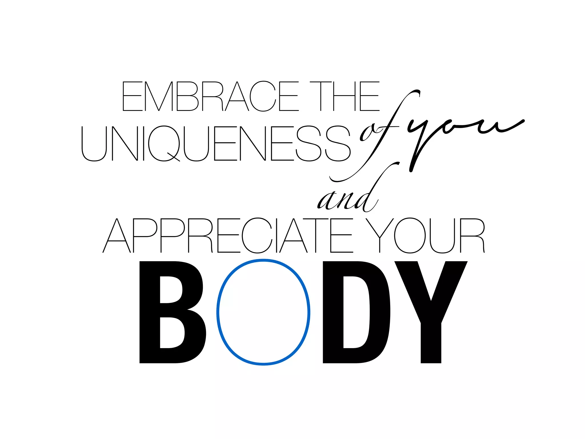 EMBRACE THE
             of   you
UNIQUENESS
         and
APPRECIATE YOUR

 BODY
 