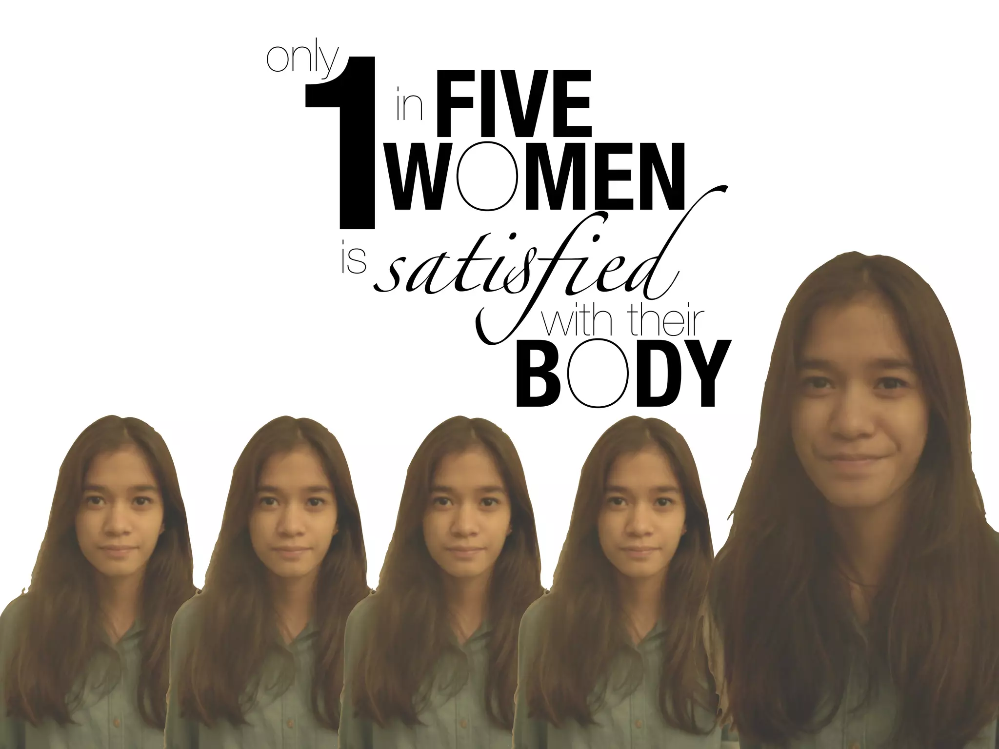 1
only
         FIVE
         in
        WOMEN
       is sat!ﬁed
              with their
               BODY
 