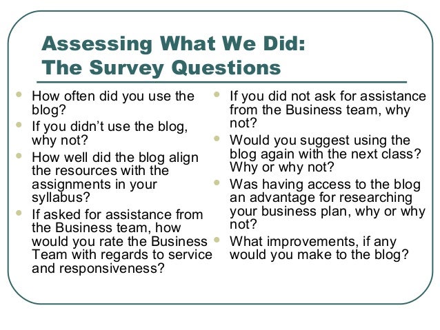 research needs assessment in mgt 333i bizblock needs assessment survey questions