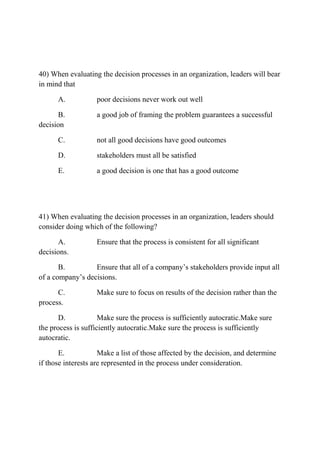 Mgt 350 final exam guide 35) A system of rules that governs the ordering of  values is referred to as A. Corporate legitimacy B. Justice C. Ethics D.  DFE | PDF