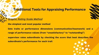 Traditional Tools for Appraising Performance
 Graphic Rating Scale Method
- the simplest and most popular method
- lists ...