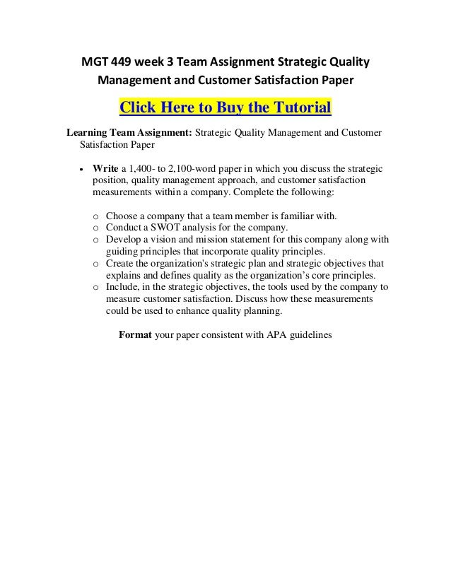 Essay on quality and customer satisfaction