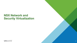 NSX Network and
Security Virtualization
10
 