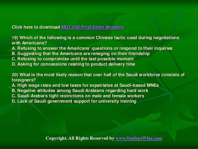 mgt 538 final exam Mgt 538 final exam click link below to buy: contact us: hwaidservices@gmailcom mgt 538 final exam. mgt 538 final exam Mgt 538 final exam click link below to buy: contact us: hwaidservices@gmailcom mgt 538 final exam.